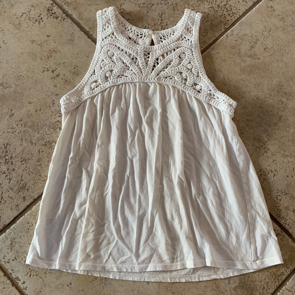 LOFT Cream Crochet Sleeveless Top XS